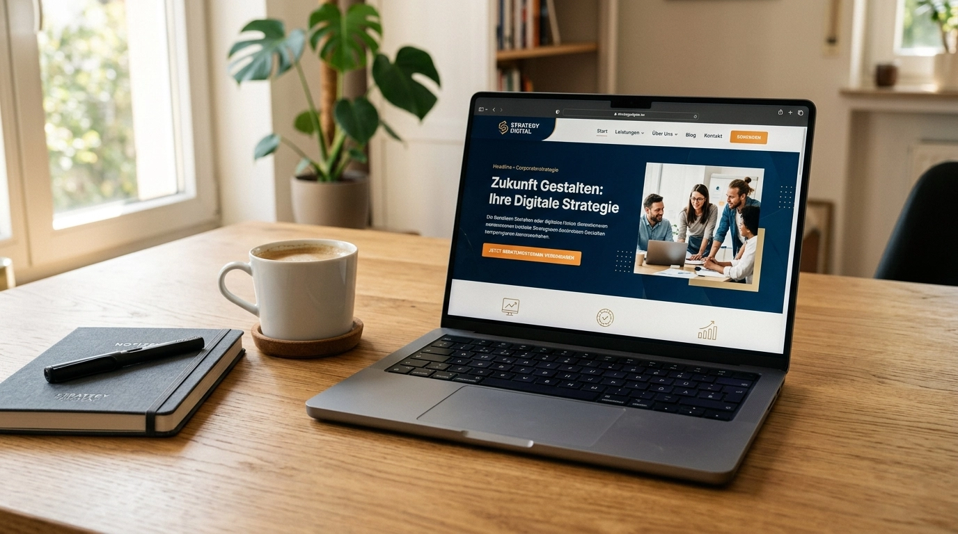 Professionelle Website am Laptop mit modernem Design